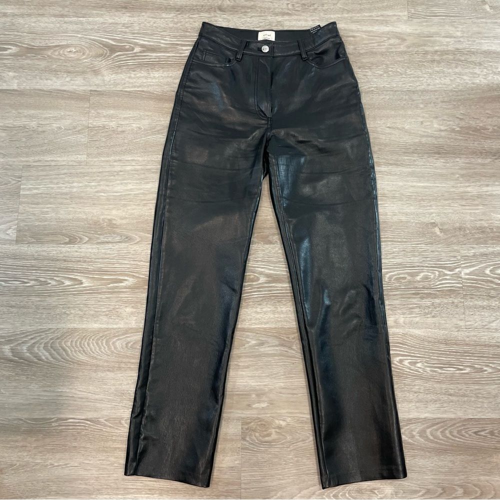 Wilfred Aritzia Women's Melina Faux Vegan Soft Leather Pants Black sz 4 - Picture 3 of 13